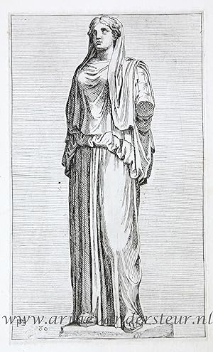 [Antique print, etching/ets, Rome] Vestal Virgin / Vestaalse maagd ['Segmenta nobilium signorum e...