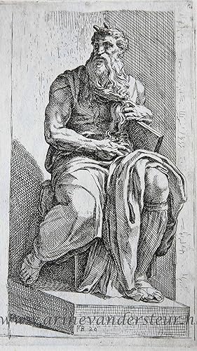 [Original etching/originele ets] Michelangelo's Moses ['Segmenta nobilium signorum et statuarum.'...