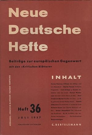 Immagine del venditore per Neue Deutsche Hefte. Beitrge zur europischen Gegenwart; Heft 36, Juli 1957. venduto da Schrmann und Kiewning GbR