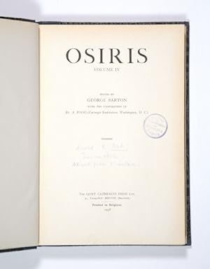 Bild des Verkufers fr Incunabula scientifica et medica. (= Osiris, Vol. IV). zum Verkauf von Versandantiquariat Wolfgang Friebes