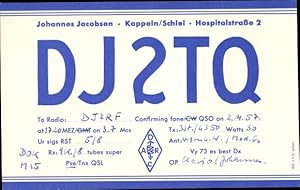 Bild des Verkufers fr Ansichtskarte / Postkarte Kappeln an der Schlei, Johannes Jacobsen, Hospitalstrae 2, DJ2TQ zum Verkauf von akpool GmbH