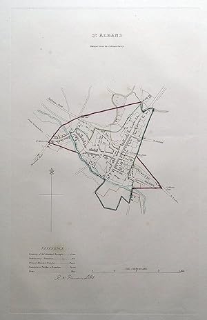 Antique Map St. ALBANS, HERTFORDSHIRE Street Plan, Dawson Original 1832