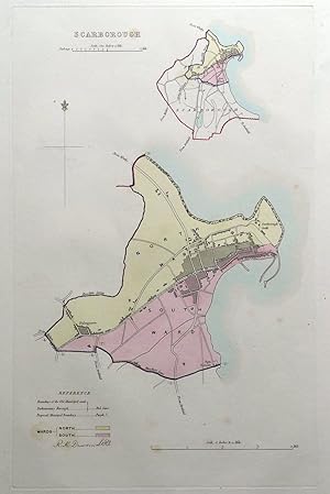Antique Map SCARBOROUGH, YORKSHIRE, Street Plan, Dawson Original 1832
