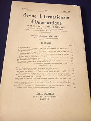 Revue Internationale d'Onomastique - Noms des lieux - Noms des Personne - 6e Année - N.2 - Juin 1954