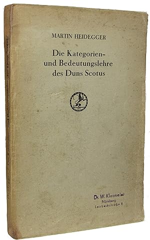 Die Kategorien- und Bedeutungslehre des Duns Scotus (Duns Scot\us' Doctrine of Categories and Mea...