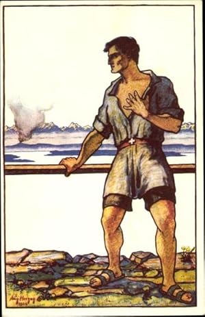Ganzsache Künstler Ansichtskarte / Postkarte Bundesfeier 1924, Pour nos Compatriotes, Schweiz