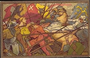 Ganzsache Ansichtskarte / Postkarte Schweiz, Bataille de la Birse 1444, Bundesfeier 1911