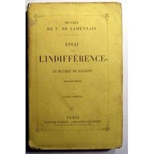 Bild des Verkufers fr Essai Sur L'indifference en Matiere de Religion, Tome III - zum Verkauf von Des livres et nous