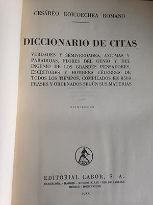 Imagen del vendedor de DICCIONARIO DE CITAS : a la venta por LA TIENDA DE PACO