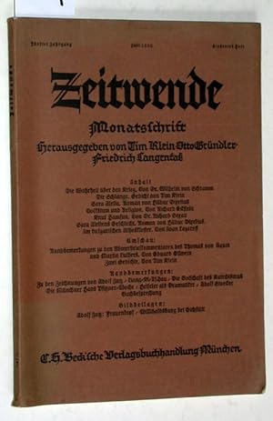 Zeitwende Monatsschrift 5. Jahrgang Juli 1929.