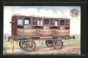 Postcard A Carriage of the First Class, englischer Eisenbahnwaggon der London, North Western Railway