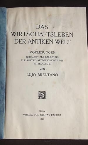 Seller image for Das wirtschaftsleben der antiken welt for sale by Librairie Ancienne Zalc