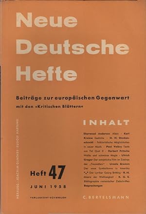 Immagine del venditore per Neue Deutsche Hefte. Beitrge zur europischen Gegenwart; Heft 47, Juni 1958. venduto da Schrmann und Kiewning GbR