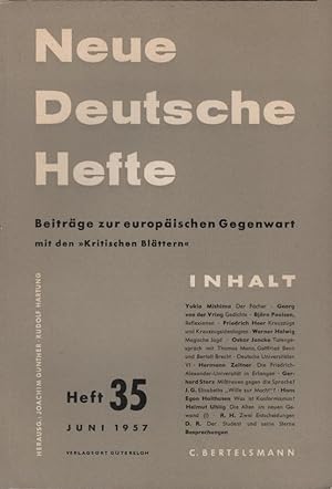 Immagine del venditore per Neue Deutsche Hefte. Beitrge zur europischen Gegenwart; Heft 35, Juni 1957. venduto da Schrmann und Kiewning GbR