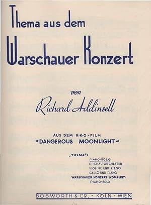 Immagine del venditore per Thema aus dem Warschauer Konzert aus dem RKO-Film "Dangerous moonlight" ; Piano solo venduto da Schrmann und Kiewning GbR