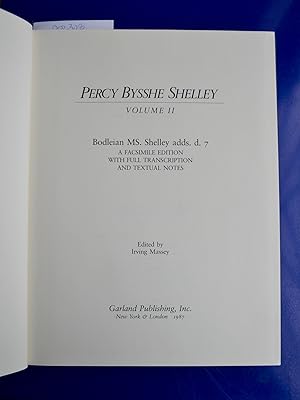 Seller image for The Bodleian Shelley Manuscripts | Percy Bysshe Shelley | Volume II | Bodleian MS. Shelley adds. d.7 | A Facsimile Edition With Full Transcriptions and Textual Notes for sale by The People's Co-op Bookstore