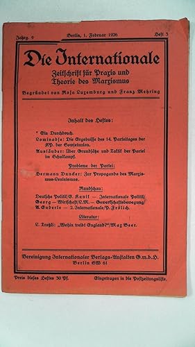 Die Internationale Zeitschrift für Praxis und Theorie des Marxismus Jahrgang 9 Heft 3 1926