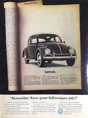 Bild des Verkufers fr Remember those great Volkswagen ads? zum Verkauf von Antiquariat J. Hnteler