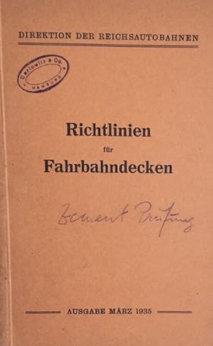 Richtlinien für Erdarbeiten, Betondecken, Bituminöse Decken, Pflasterdecken. Bearbeitet vom Aussc...