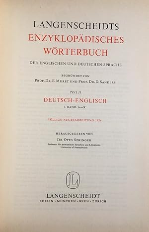 Langenscheidts Enzyklopädisches Wörterbuch der englischen und deutschen Sprache. Begründet von E....