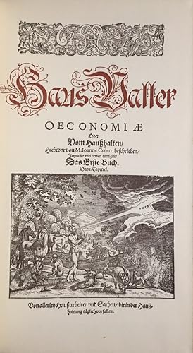 Bild des Verkufers fr Haus Vatter Oeconomiae Oder vom Hauhalten. 10 Bnde. [Reprint]. zum Verkauf von Antiquariat J. Hnteler