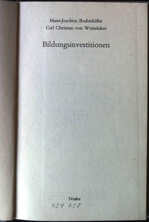 Seller image for Bildungsinvestitionen. for sale by books4less (Versandantiquariat Petra Gros GmbH & Co. KG)