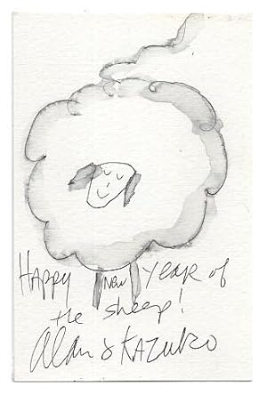 Original Ink and Watercolor New Year's Card Year of the Sheep (or Goat) 2015