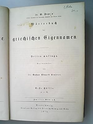 Bild des Verkufers fr Handwrterbuch der griechischen Sprache Erste Hlfte zum Verkauf von Antiquariat Bookfarm