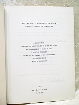 1955 Original STANFORD UNIVERSITY PHD THESIS Conceptual Trends in VOICE and DICTION TRAINING in A...