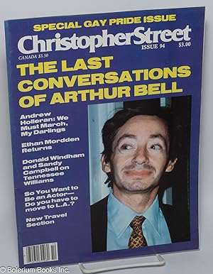Seller image for Christopher Street: vol. 8, #10, whole issue #94, November 1984; The Last Conversations of Arthur Bell for sale by Bolerium Books Inc.