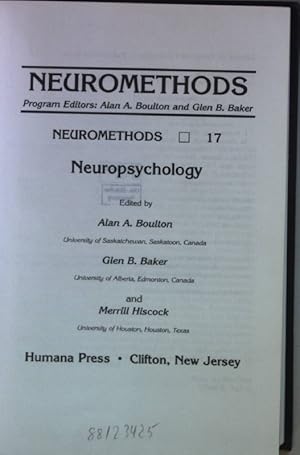 Imagen del vendedor de Neuropsychology. Neuromethods, Band 17 a la venta por books4less (Versandantiquariat Petra Gros GmbH & Co. KG)