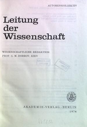 Bild des Verkufers fr Leitung der Wissenschaft zum Verkauf von books4less (Versandantiquariat Petra Gros GmbH & Co. KG)