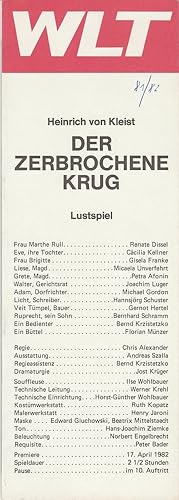 Bild des Verkufers fr Programmheft Heinrich von Kleist DER ZERBROCHENE KRUG Premiere 17. April 1982 zum Verkauf von Programmhefte24 Schauspiel und Musiktheater der letzten 150 Jahre