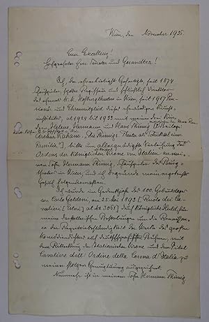 Schauspieler (1854-1944). Eigenh. Brief (3 1/2 Seiten) mit Unterschrift an den italienischen Gesa...