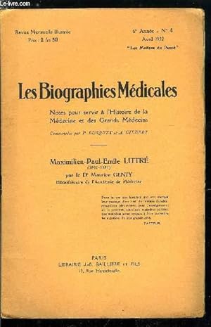 Seller image for Les biographies mdicales n 4 - Littr Maximilien-Paul-Emile (1801-1881) for sale by Le-Livre