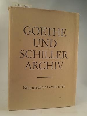 Bild des Verkufers fr Goethe- und Schillerarchiv. Bestandsverzeichnis. Erschienen in Bibliographien, Kataloge und Bestandsverzeichnisse. Hrsg. von den Nationalen Forschungs- und Gedenksttten der klassischen deutschen Literatur in Weimar. zum Verkauf von ANTIQUARIAT Franke BRUDDENBOOKS