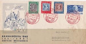 Briefumschlag zur Hammaposta 1949 - 100 Jahre deutsche Briefmarken. Frankiert mit 4 Briefmarken (...