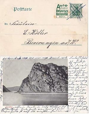 Ansichtskarte, frankiert mit Briefmarke Germania 5 Pf. Und Werbezudruck Automobile Delaunay Bell...