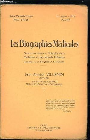 Bild des Verkufers fr Les biographies mdicales n 2 - Jean-Antoine Villemin (1827-1892) zum Verkauf von Le-Livre