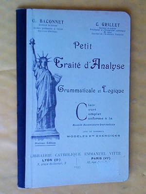 Seller image for Petit trait d'analyse grammaticale et logique, 10e dition for sale by Claudine Bouvier