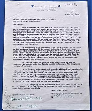 Original Carbon Copy Letter (Universal Pictures Corporation Correspondence Letter Dated March 13,...