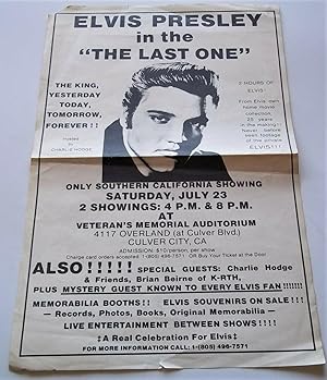 Imagen del vendedor de Elvis Presley in 'The Last One' Original Poster Circa 1980s (Charlie Hodge Host; Brian Beirne from KRTH Guest) a la venta por Bloomsbury Books