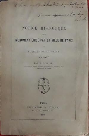 Imagen del vendedor de Notice historique sur le monument aux sources de la Seine a la venta por Bloody Bulga