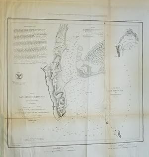 Bild des Verkufers fr Original Map - "J No. 4. San Diego Entrance and Approaches, California; From a Trigonometrical Survey Under the Direction of A. D. Bache, Superintendent of the Survey of the Coast of the United States by R. D. Cutts and Geo. Davidson, Assistants; and A. M. Harrison, Sub Assistant; Published in 1853. General Sketch of San Diego Bay and Los Coronados." zum Verkauf von Barry Cassidy Rare Books