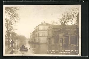 Ansichtskarte Neuilly, Quai Bourdon, Hochwasser 1910