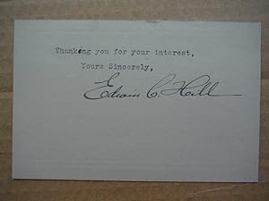 Seller image for Edwin C. Hill original autograph (1933) for sale by Imperial Books and Collectibles