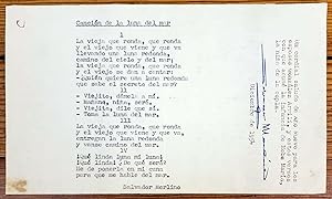 Immagine del venditore per Two Typewritten and signed poems Hora & Cancion de la Luna y el mar. venduto da Chaco 4ever Books