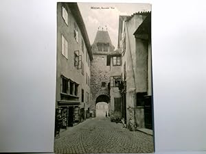 Meran. Bozner Tor. Alte AK s/w. Gebäudeansichten, Straßenpartie, Gasse mit Geschäft, Südtirol, Me...