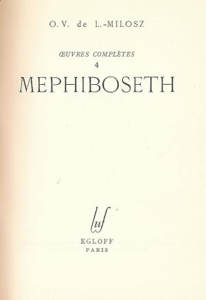 Image du vendeur pour Mephiboseth mis en vente par LIBRAIRIE GIL-ARTGIL SARL