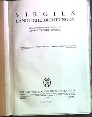 Bild des Verkufers fr Virgils; Lndliche Dichtungen zum Verkauf von books4less (Versandantiquariat Petra Gros GmbH & Co. KG)